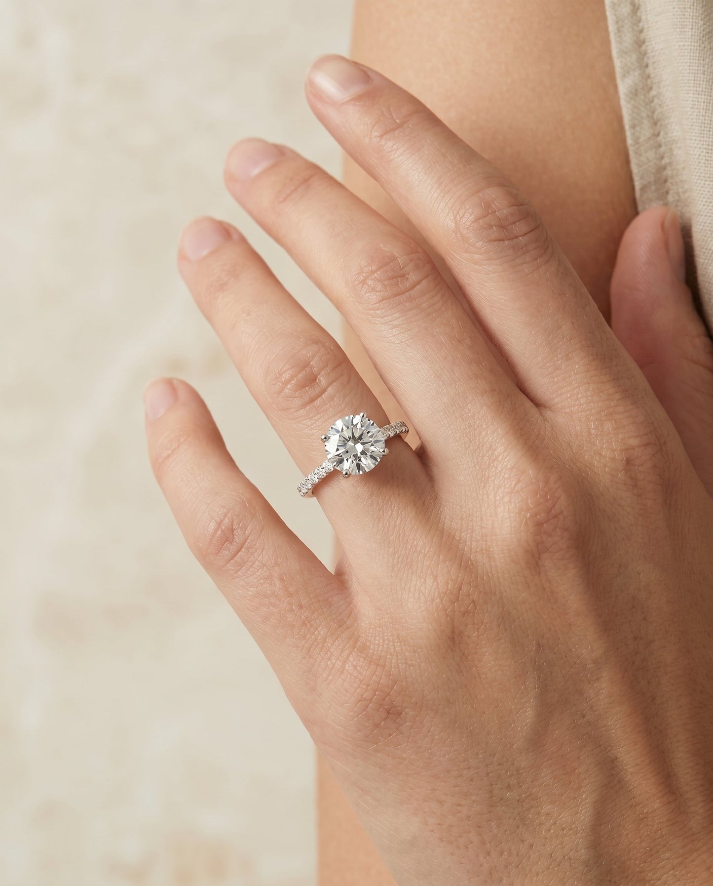Cherie Select Quarter Shank Hidden Halo Solitaire in 18K White Gold – view 3