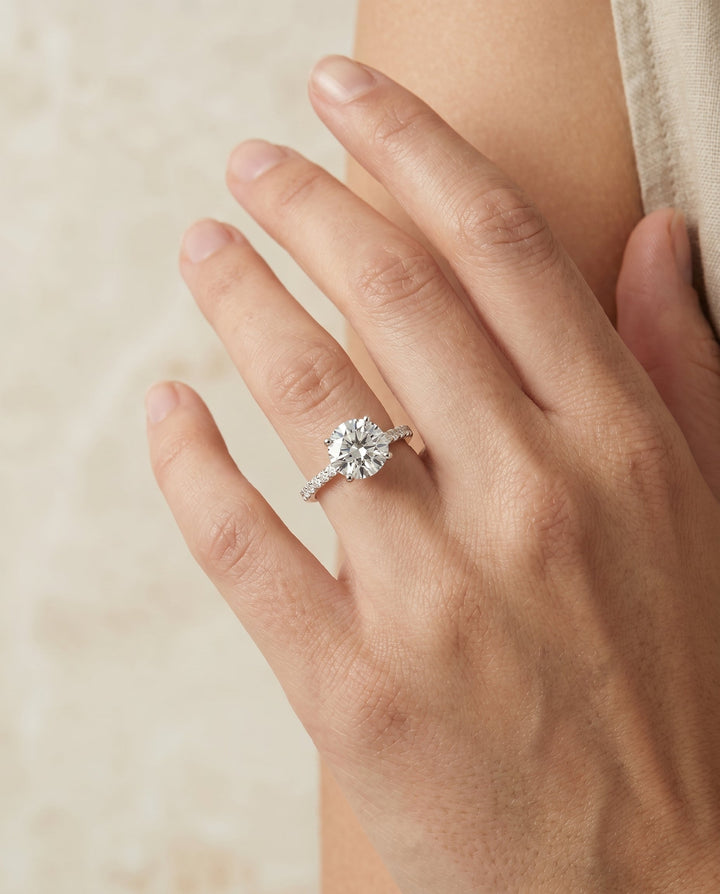 Cherie Select Quarter Shank Hidden Halo Solitaire in 18K White Gold – view 3