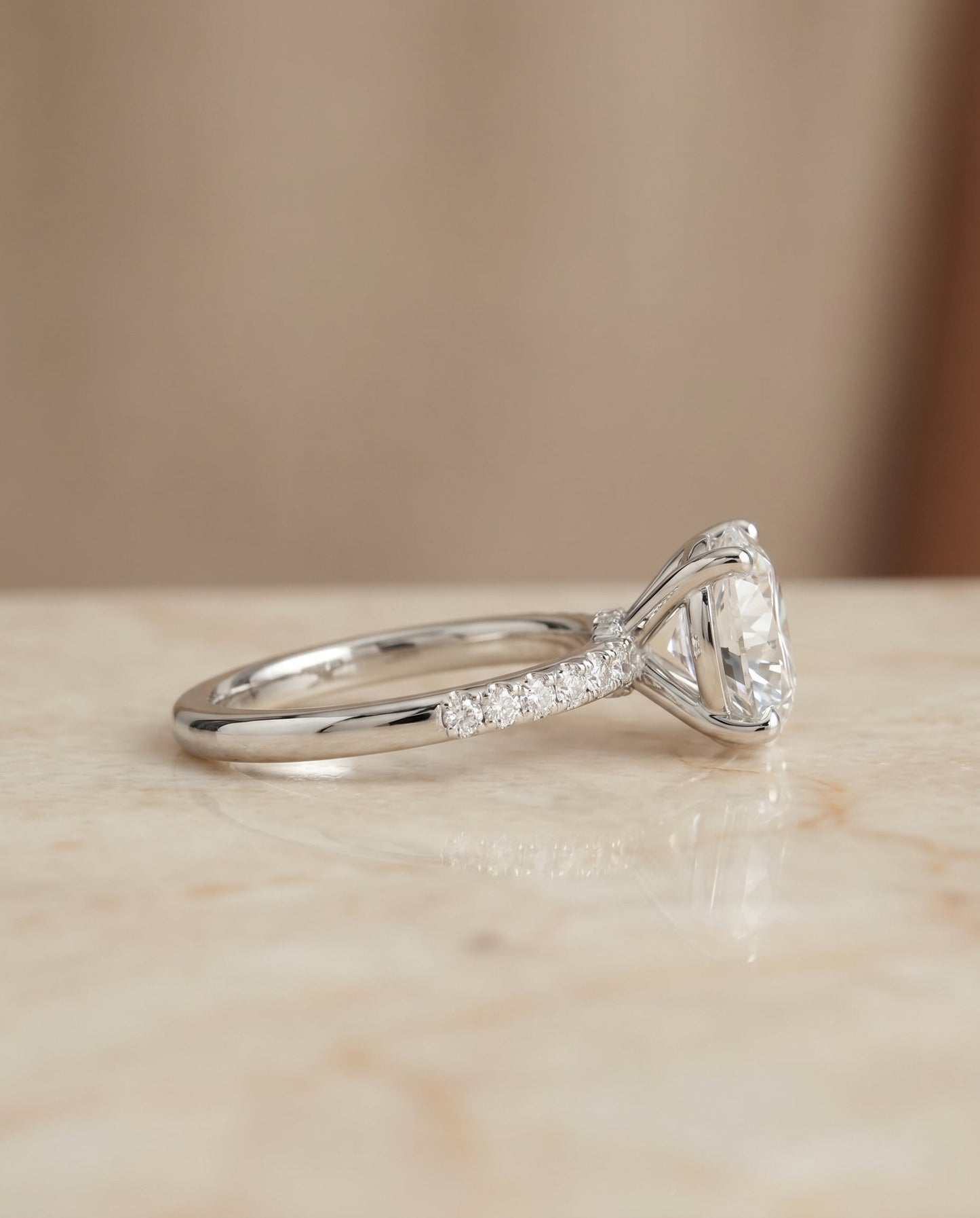 Cherie Select Quarter Shank Hidden Halo Solitaire in 18K White Gold – view 5