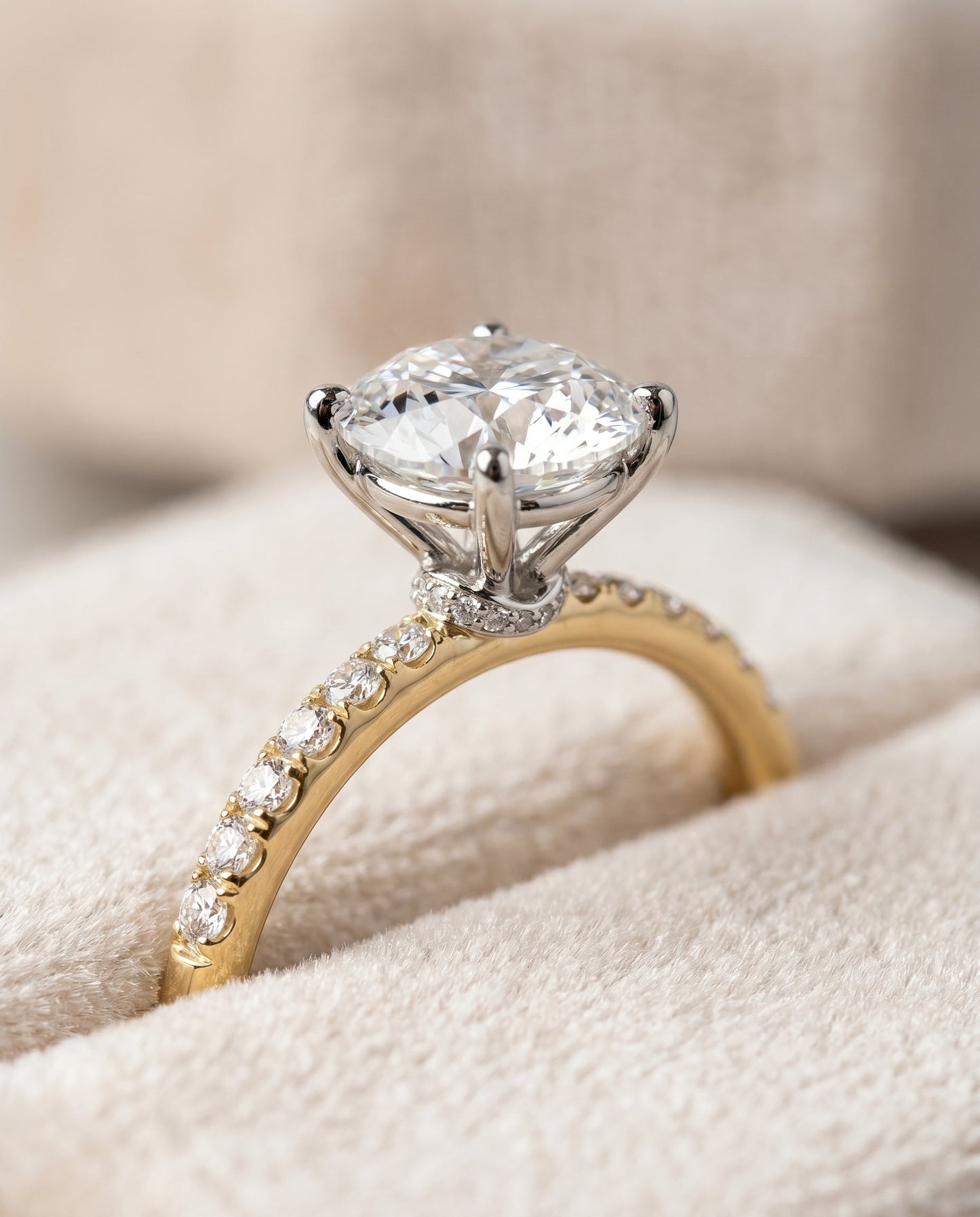 Cherie Select Quarter Shank Hidden Halo Solitaire Oval in 18K Yellow Gold – view 4