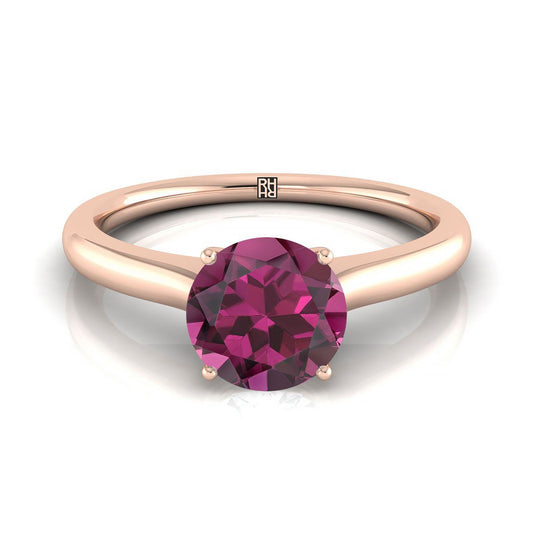 แหวนหมั้นเพชรเม็ดเดี่ยวทรงกลมเจียระไนแบบแคทเทดรัลทองกุหลาบ 14K พร้อมอัญมณีลับเซอร์ไพรส์