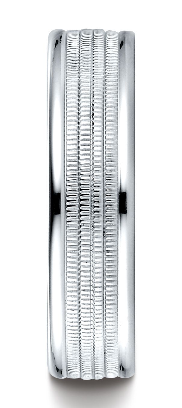 แหวนดีไซน์ขอบกลมขัดเงาสูงตรงกลางหลายมิลเกรน ขนาด 6 มม. แบบสวมใส่สบาย ทำจากทองคำขาว 14k