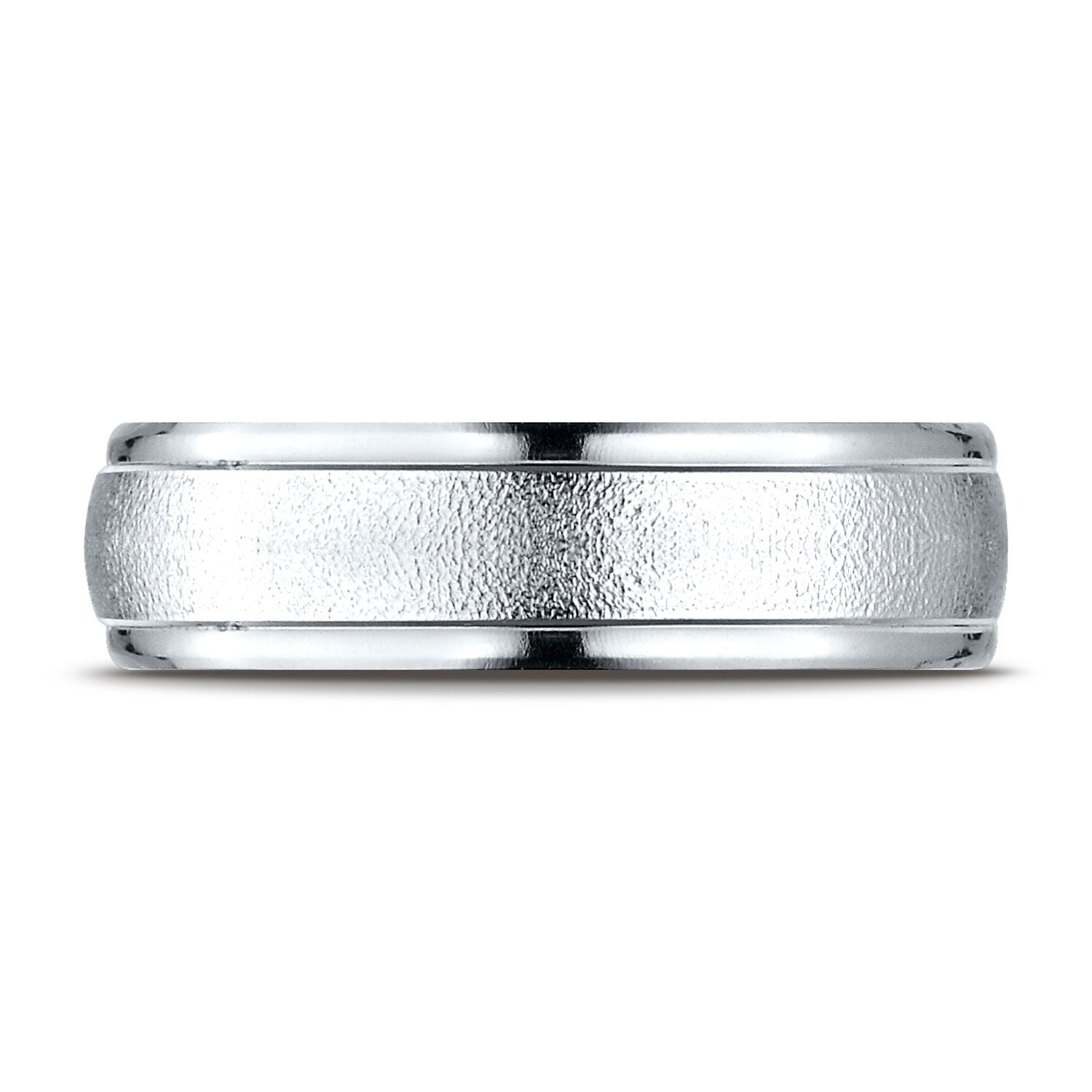 แพลตตินัม แหวนดีไซน์สลักขอบกลมขัดเงาสูงแบบมีสาย ขนาด 6 มม. ใส่สบาย