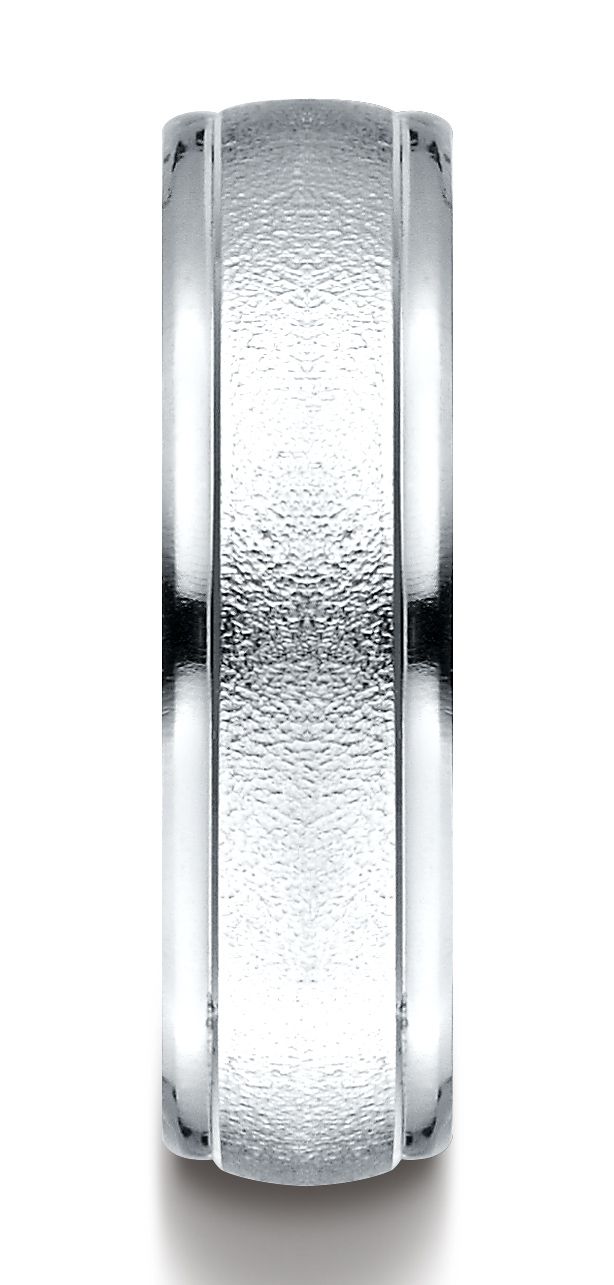 แพลตตินัม แหวนดีไซน์สลักขอบกลมขัดเงาสูงแบบมีสาย ขนาด 6 มม. ใส่สบาย