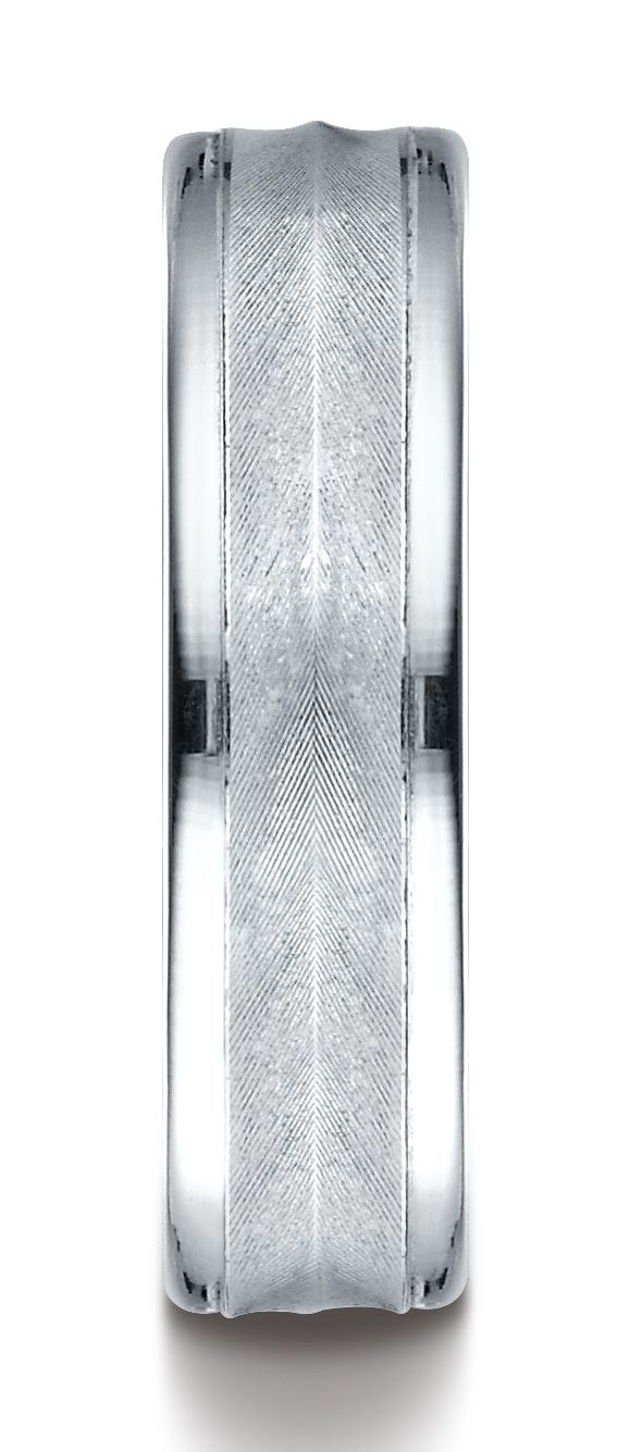 แหวนทองคำขาว 18k ขนาด 6 มม. แบบสวมใส่สบาย ดีไซน์เชฟรอน ขอบกลมขัดเงาสูง พร้อมลวดลายแกะสลัก