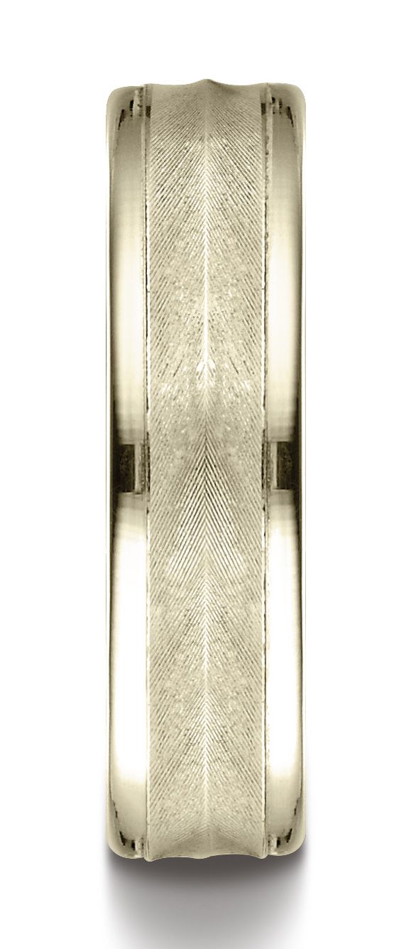 แหวนทองคำ 14k สีเหลือง ขนาด 6 มม. ดีไซน์เชฟรอนสวมใส่สบาย ขอบกลมขัดเงาสูง พร้อมลวดลายแกะสลัก