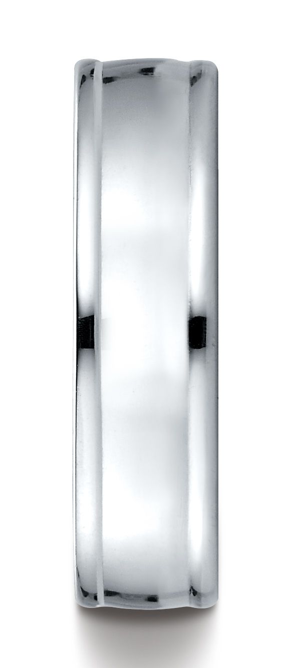 แหวนวงขอบกลมขนาด 6 มม. ทำจากทองคำขาว 14 กะรัต แบบสวมใส่สบาย ผิวมันเงาสูง