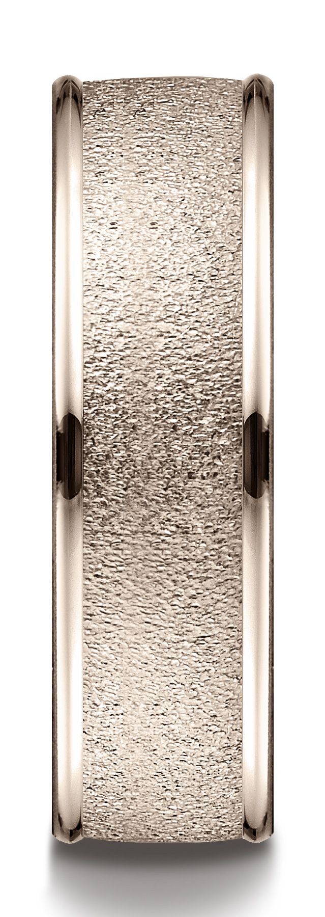 แหวนดีไซน์แกะสลักขอบกลมขัดเงาแบบไร้รอยต่อ ขนาด 7 มม. ทำจากทองคำชมพู 14k