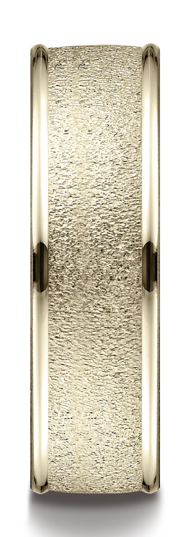 แหวนดีไซน์แกะสลักขอบกลมขัดเงาสูงแบบมีสาย ขนาด 7 มม. ทำจากทองคำเหลือง 18k แบบสวมใส่สบาย