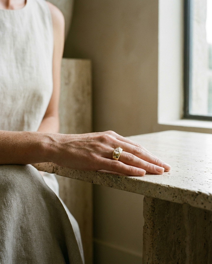 The Remi Select — Bezel-Set Cigar Band Briolette in 18K Yellow Gold