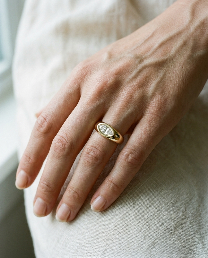 The Remi Select — Bezel-Set Cigar Band Marquise in 18K Yellow Gold