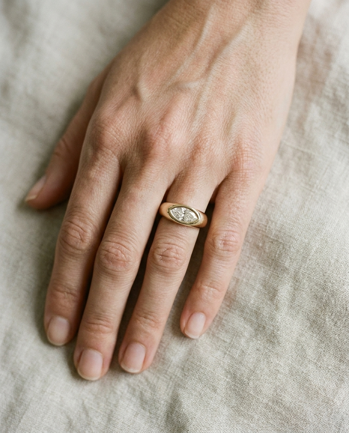 The Remi Select — Bezel-Set Cigar Band Marquise in 18K Yellow Gold
