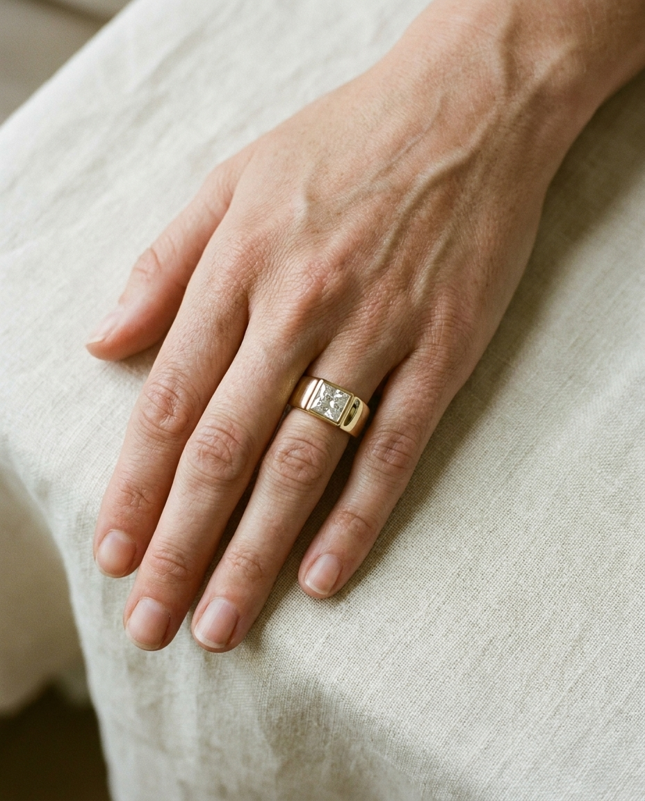 The Remi Select — Bezel-Set Cigar Band Princess in 18K Yellow Gold