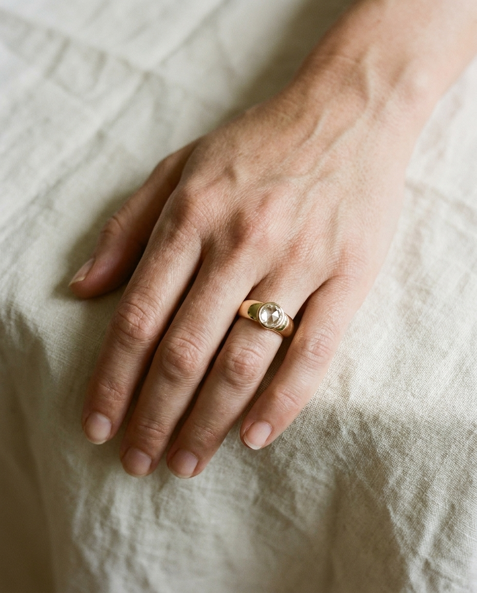 The Remi Select — Bezel-Set Cigar Band Rose Cut in 18K Yellow Gold