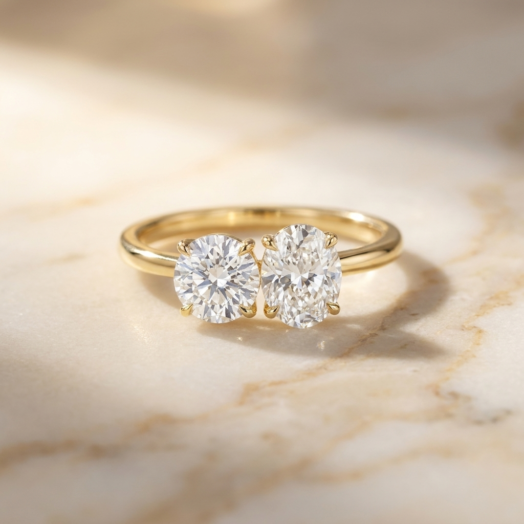 The Sasha — Toi et Moi Round & Oval - Hero on warm marble