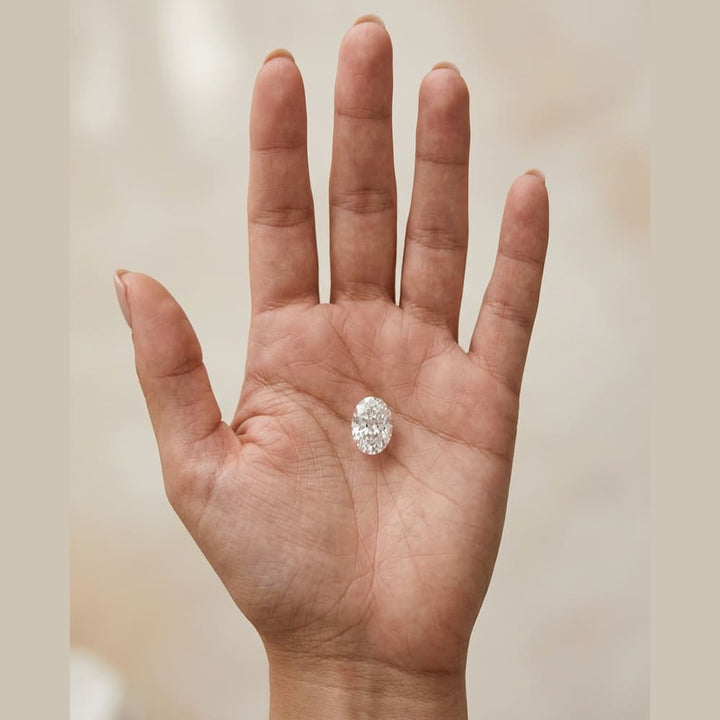 1 Carat Oval Lab Grown Diamond — true-scale on open palm