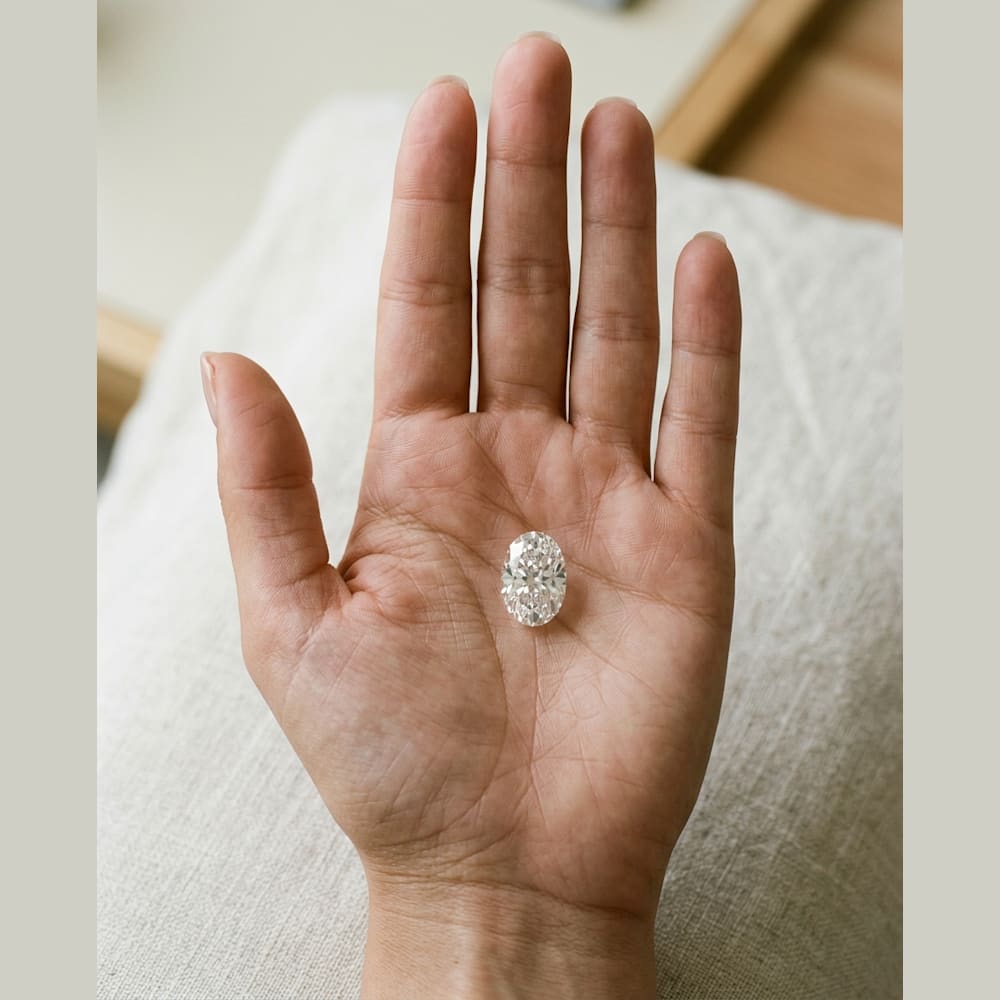 2 Carat Oval Lab Grown Diamond — true-scale on open palm