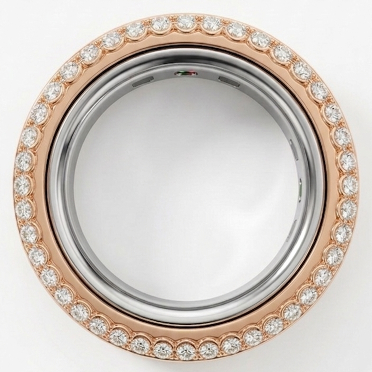 Scalloped Pavé Natural Diamond Cover for Oura Ring, in 14K Rose Gold – top view | RockHer