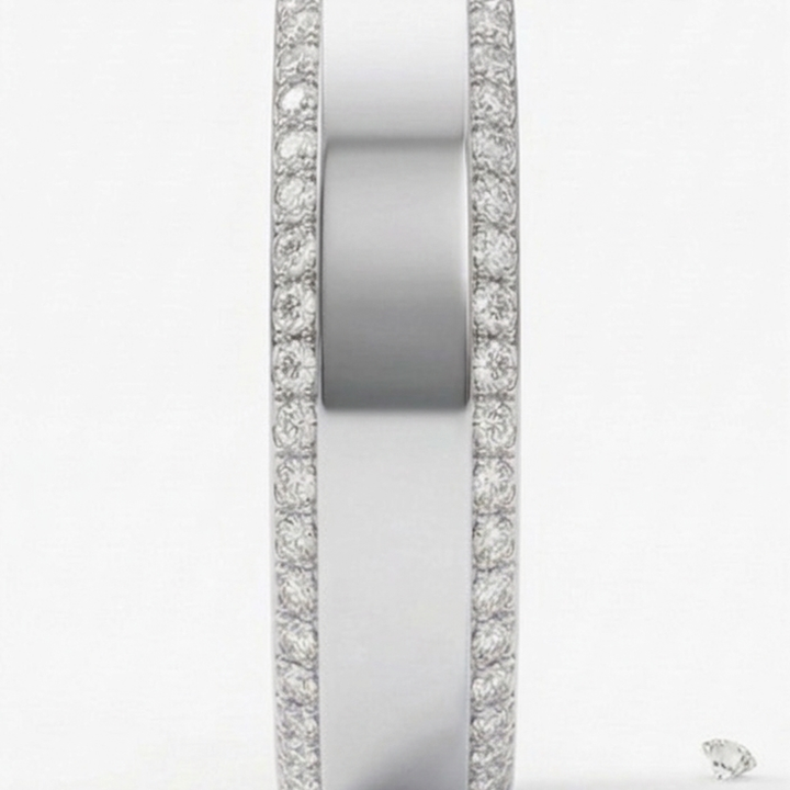 Scalloped Pavé Natural Diamond Cover for Oura Ring, in 14K White Gold – side profile | RockHer