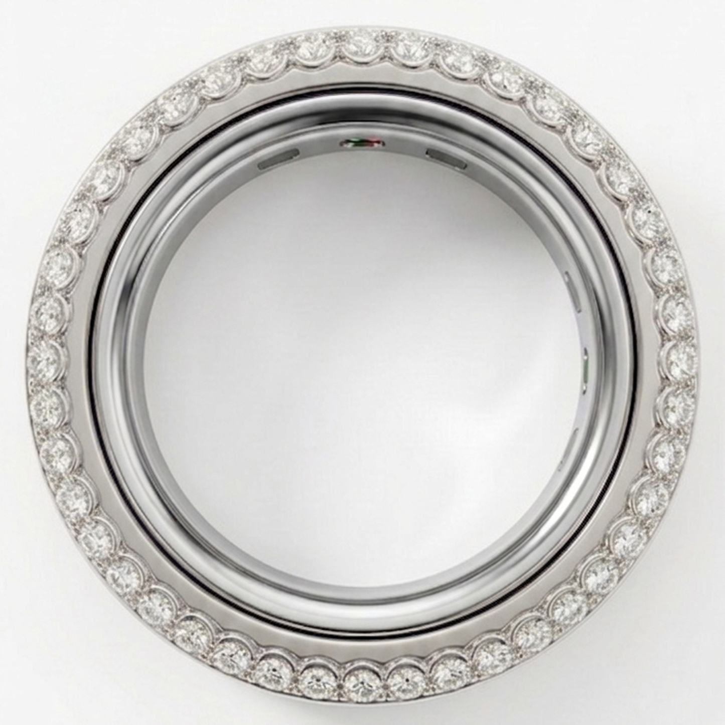 Scalloped Pavé Natural Diamond Cover for Oura Ring, in 14K White Gold – top view | RockHer