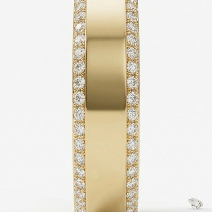 Scalloped Pavé Natural Diamond Cover for Oura Ring, in 14K Yellow Gold – side profile | RockHer