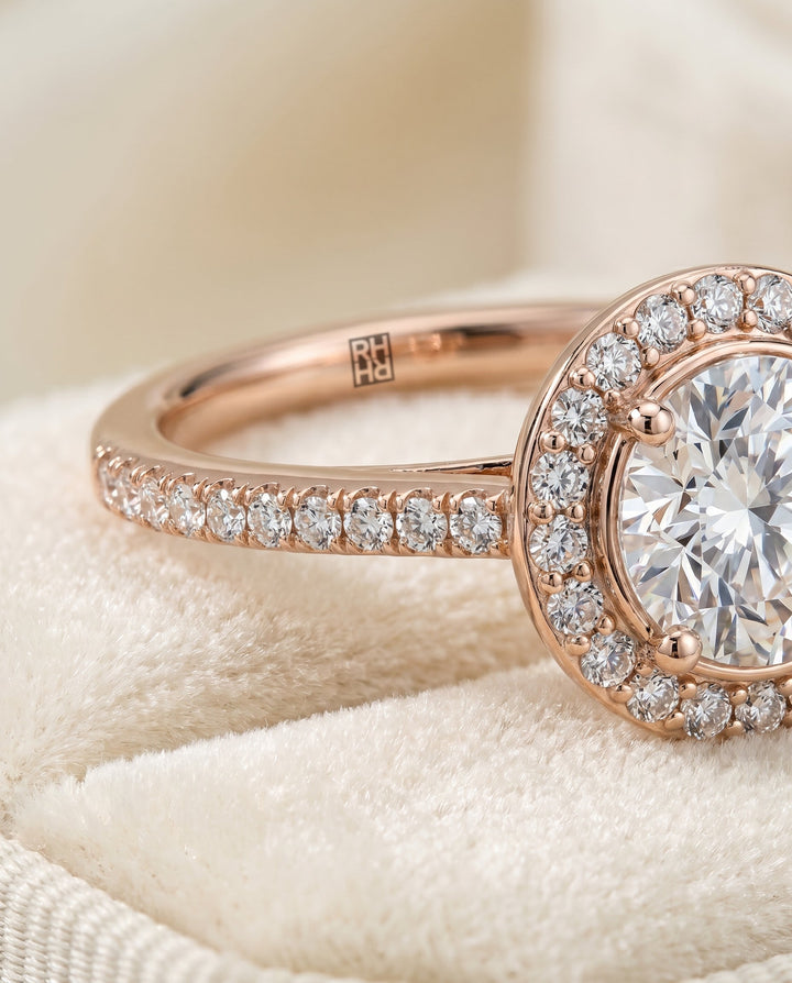 Lucia Select Secret Gallery French Pave Halo in 14K Rose Gold – view 4