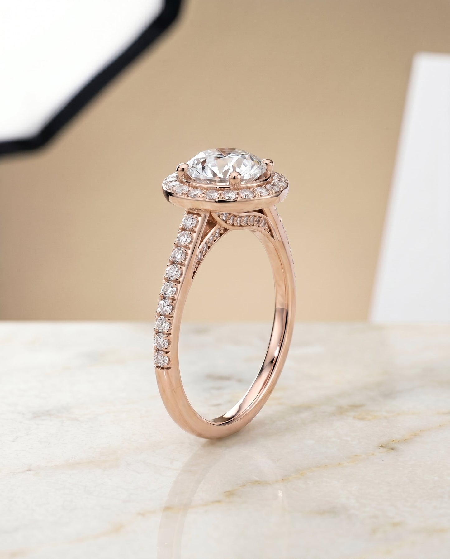 Lucia Select Secret Gallery French Pave Halo in 14K Rose Gold – view 2