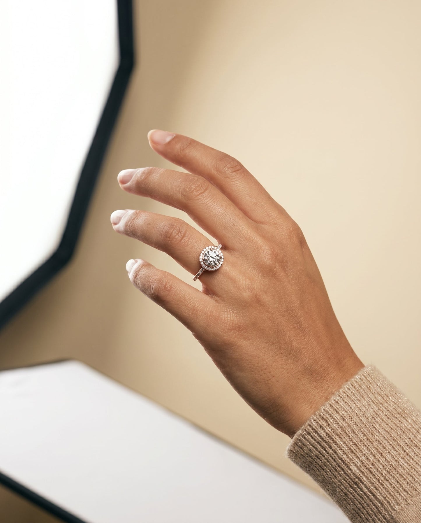 Lucia Select Secret Gallery French Pave Halo in 14K Rose Gold – view 5