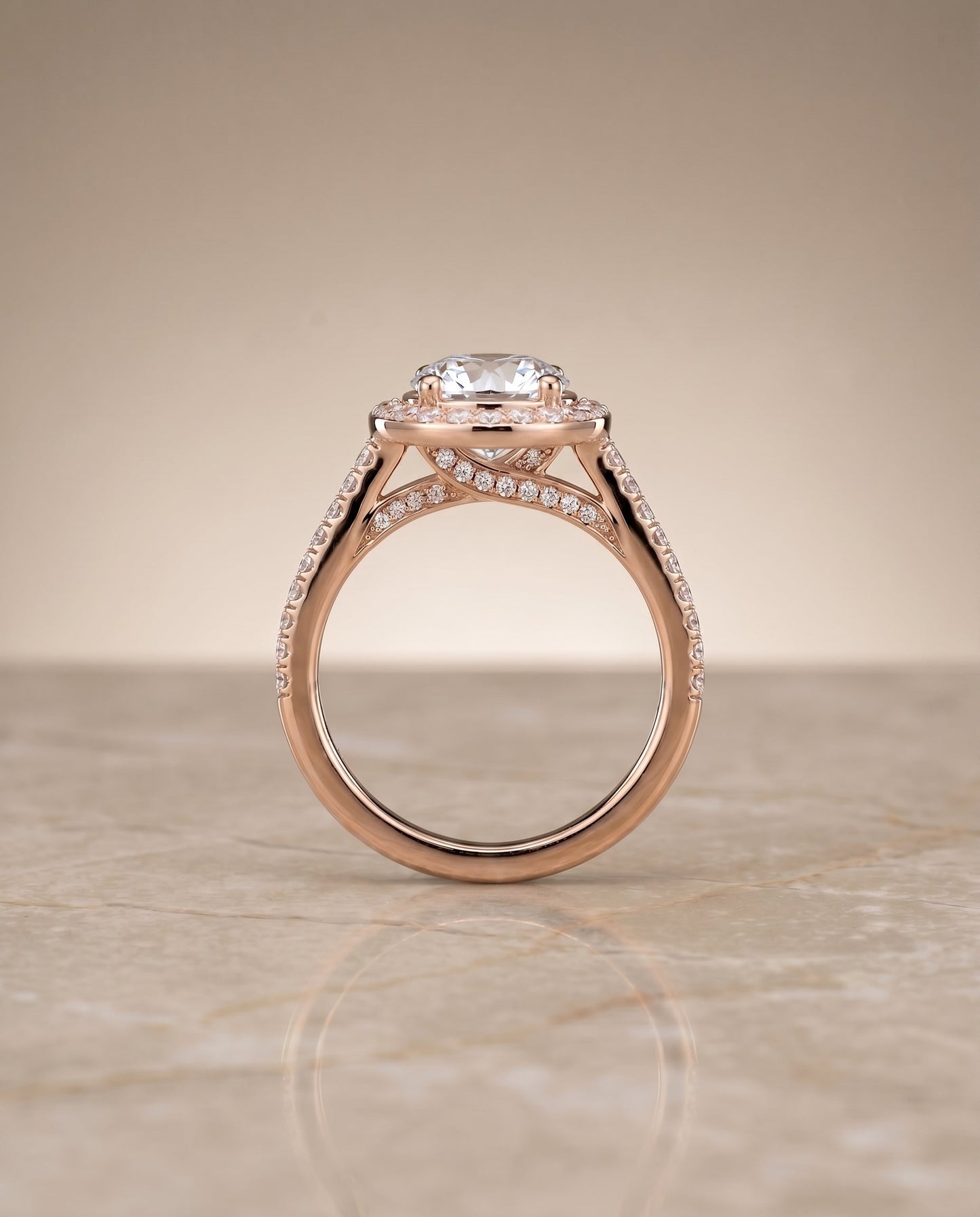 Lucia Select Secret Gallery French Pave Halo in 14K Rose Gold – view 6