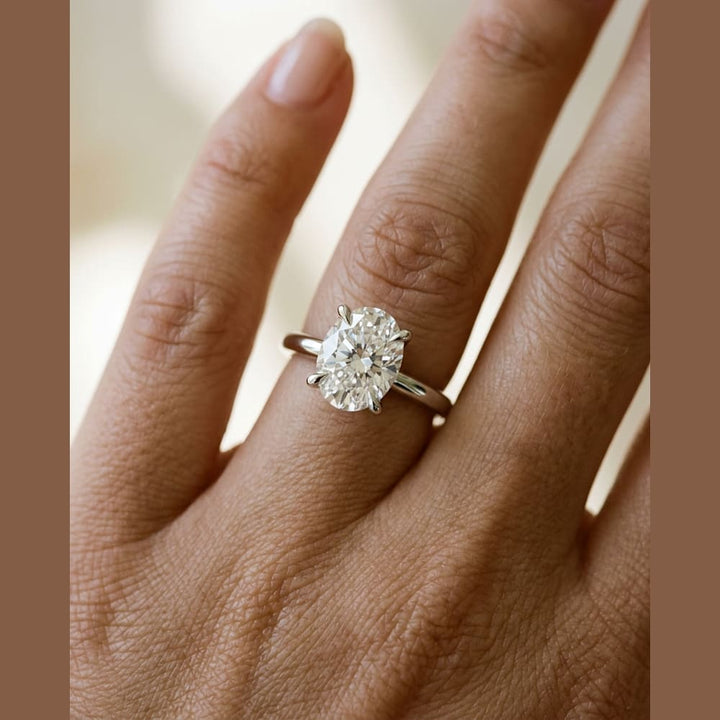 2 Carat Oval Lab Grown Diamond — preview in classic solitaire setting
