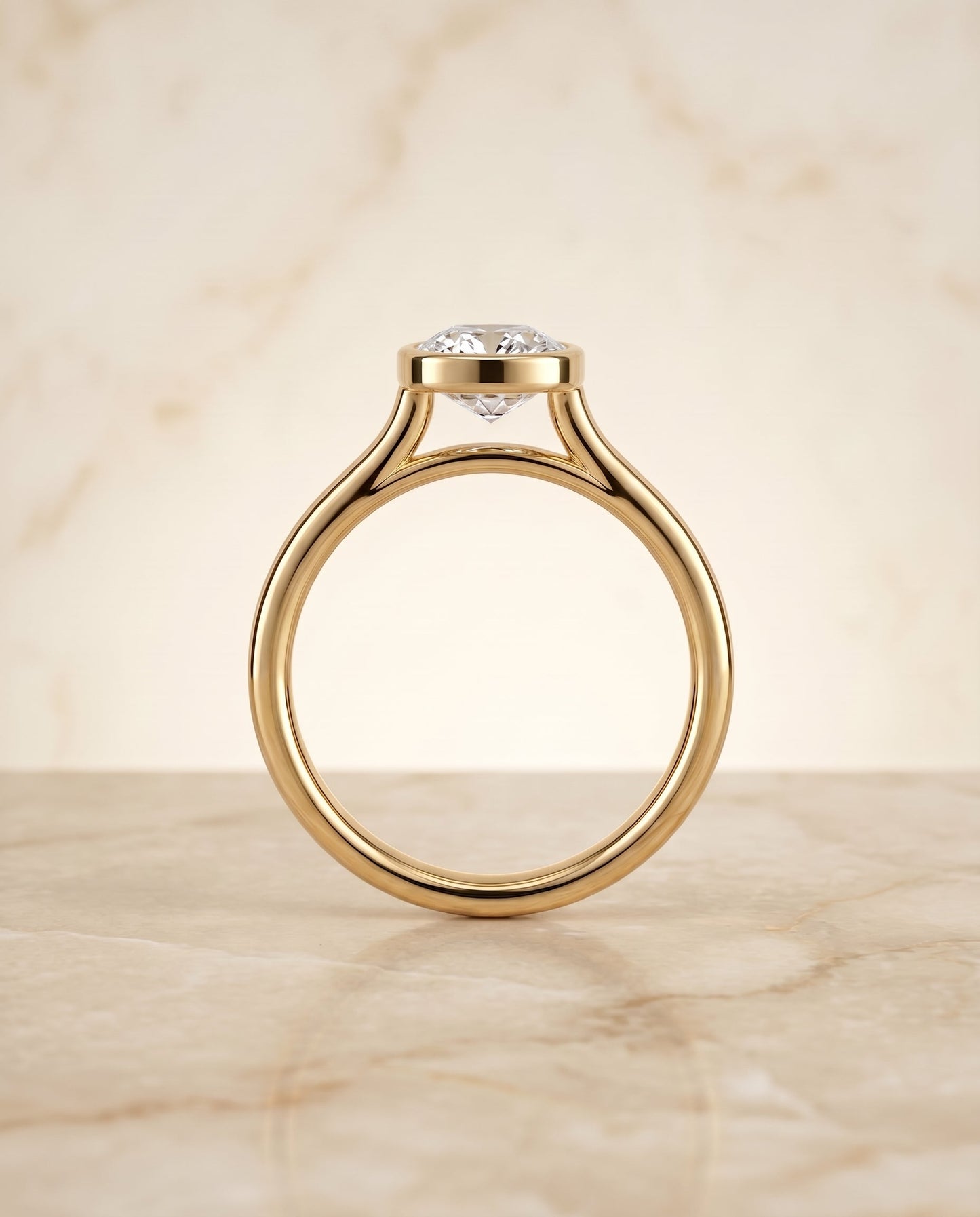 ตัวเรือนแหวนหมั้น Duran Bezel Solitaire สำหรับเพชรทรง Cushion ทำจากทอง 18K