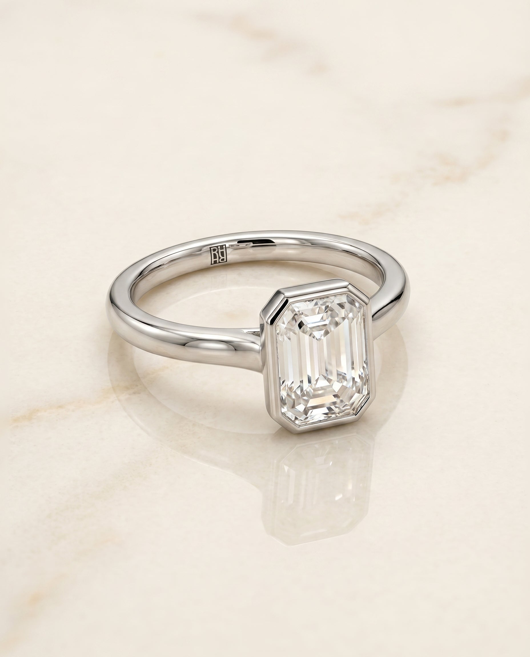 Duran Select Simple Bezel Solitaire Cushion in 18K White Gold – view 1