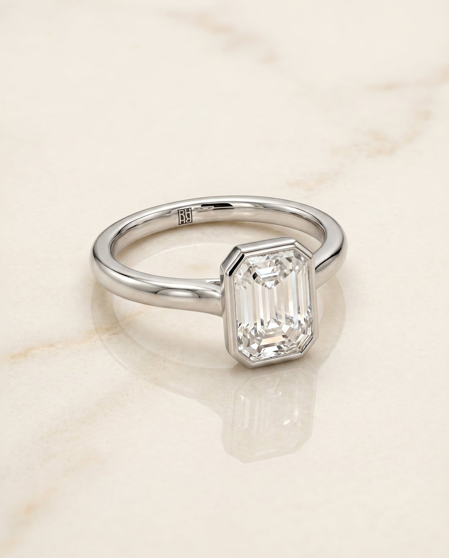 Duran Select Simple Bezel Solitaire Cushion in 18K White Gold – view 1