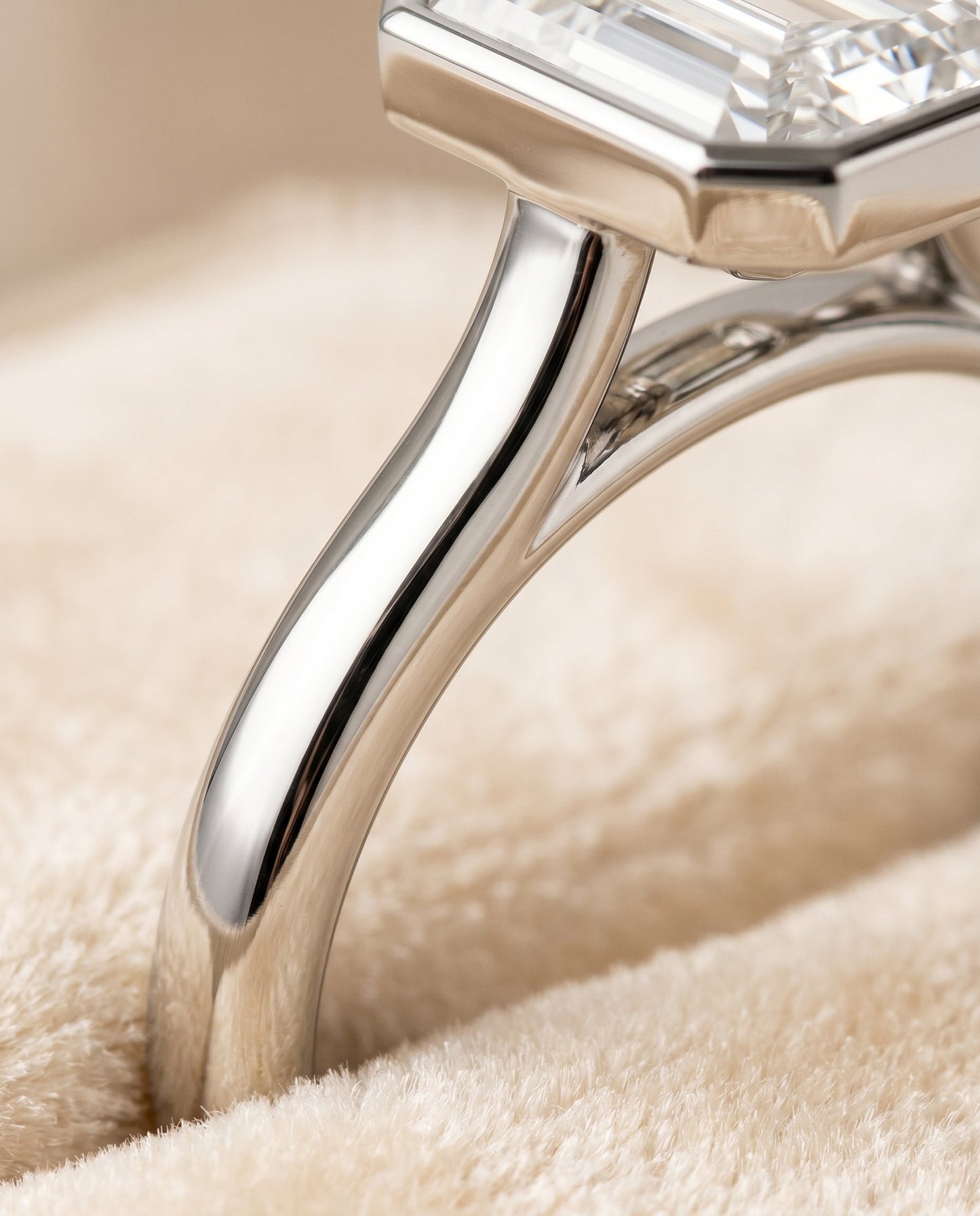 Duran Select Simple Bezel Solitaire Cushion in 18K White Gold – view 4