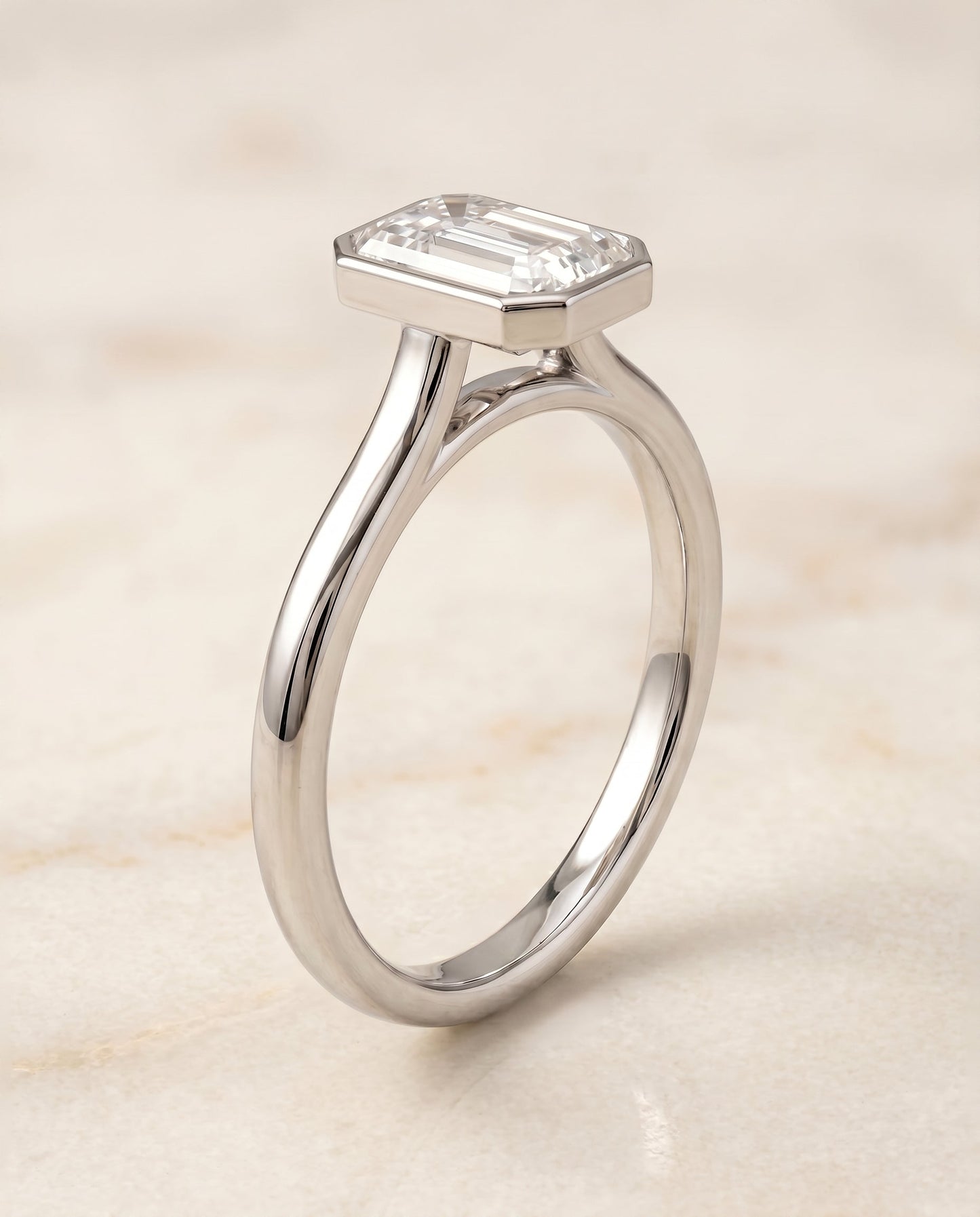 Duran Select Simple Bezel Solitaire Cushion in 18K White Gold – view 2