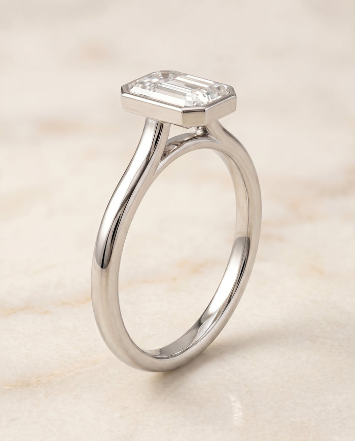 Duran Select Simple Bezel Solitaire Cushion in 18K White Gold – view 2