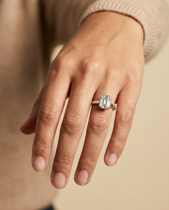 Duran Select Simple Bezel Solitaire Cushion in 18K White Gold – view 5