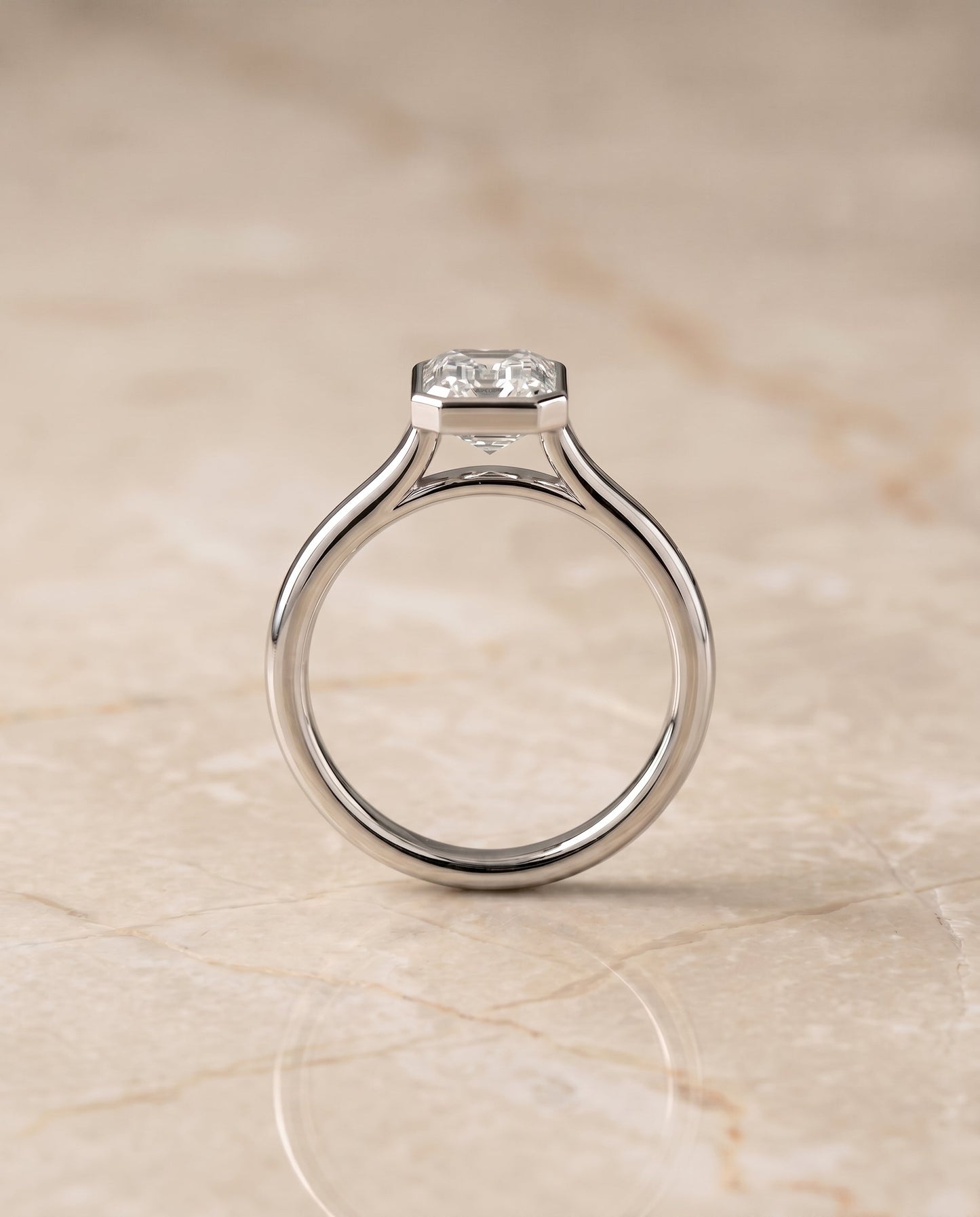 Duran Select Simple Bezel Solitaire Cushion in 18K White Gold – view 6