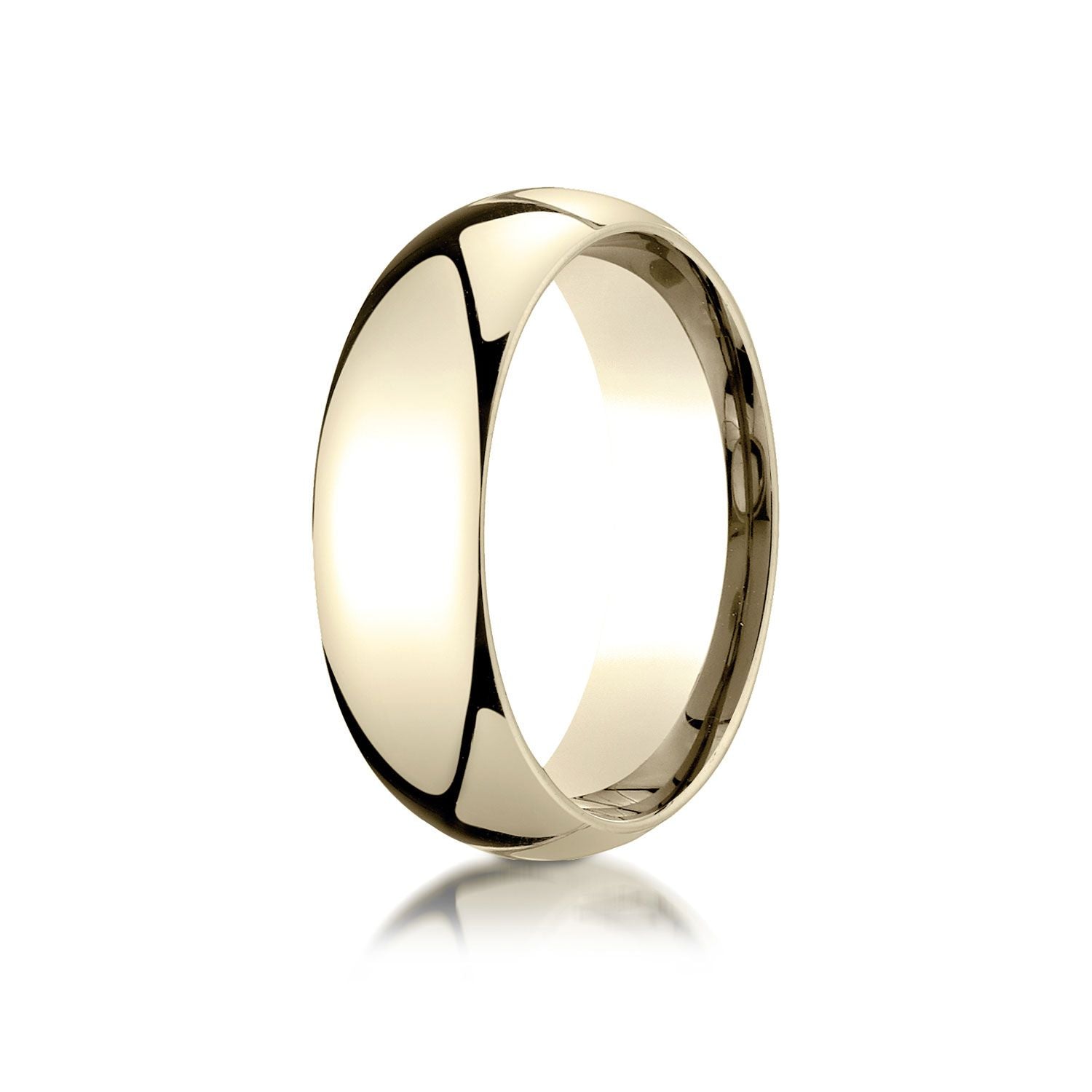 14k Yellow Gold 7mm Slightly Domed Super Light Comfort-fit Ring