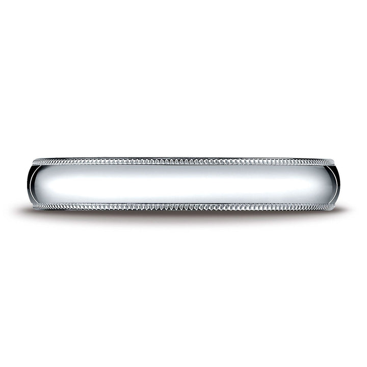 4mm Slightly Domed Milgrain Comfort-Fit Wedding Band, in Platinum | RockHer
