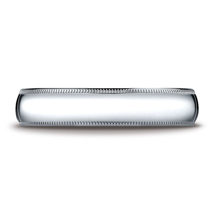 5mm Slightly Domed Super Light Milgrain Comfort-Fit Wedding Band, in Platinum | RockHer