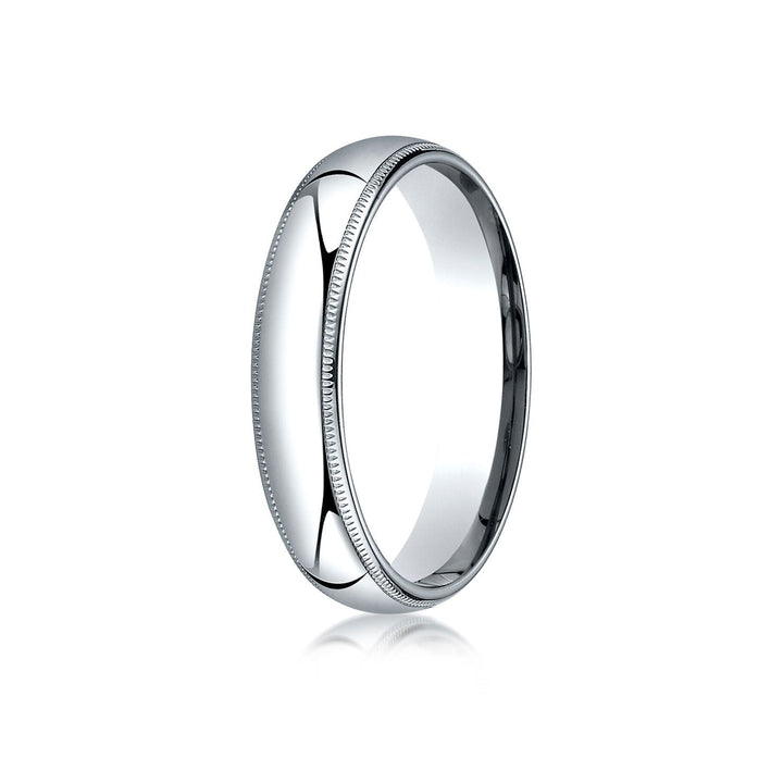 5mm Slightly Domed Super Light Milgrain Comfort-Fit Wedding Band, in 14K White Gold | RockHer