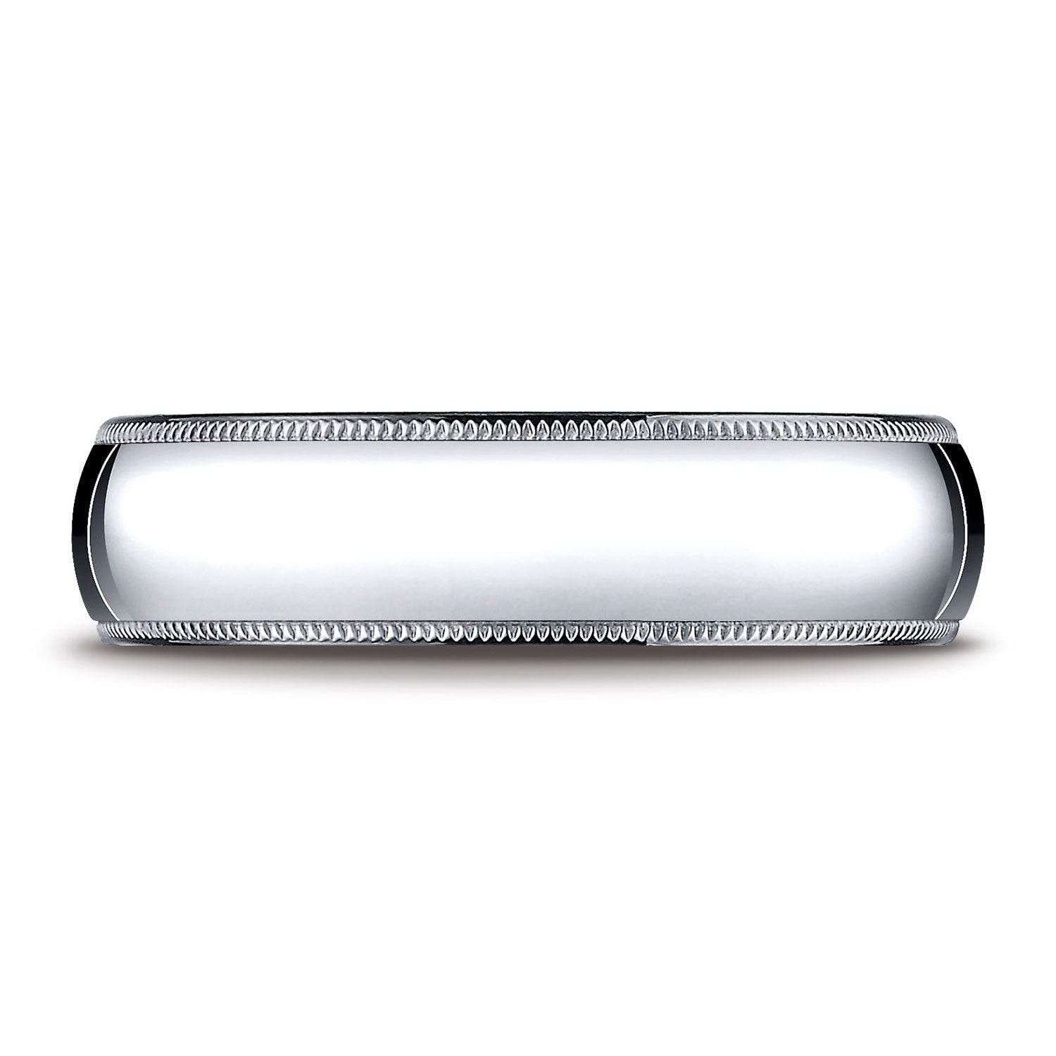 แหวนแพลทินัม 6 มม. แบบโค้งเล็กน้อย น้ำหนักเบามาก ใส่สบาย พร้อมลายมิลเกรน