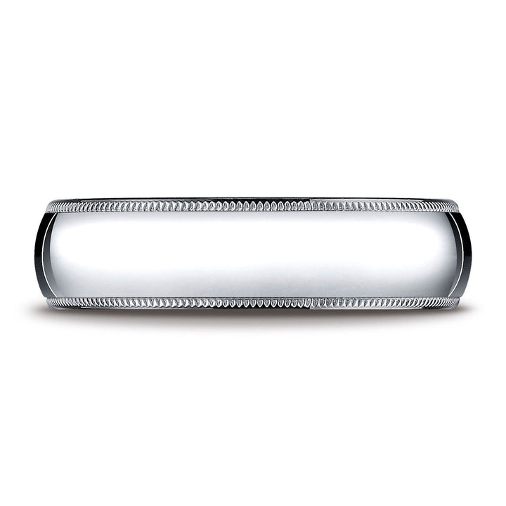 6mm Slightly Domed Milgrain Comfort-Fit Wedding Band, in Platinum | RockHer