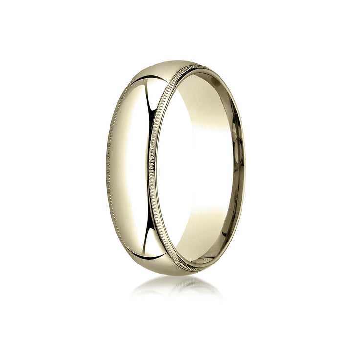 6mm Slightly Domed Super Light Milgrain Comfort-Fit Wedding Band, in 14K Yellow Gold | RockHer