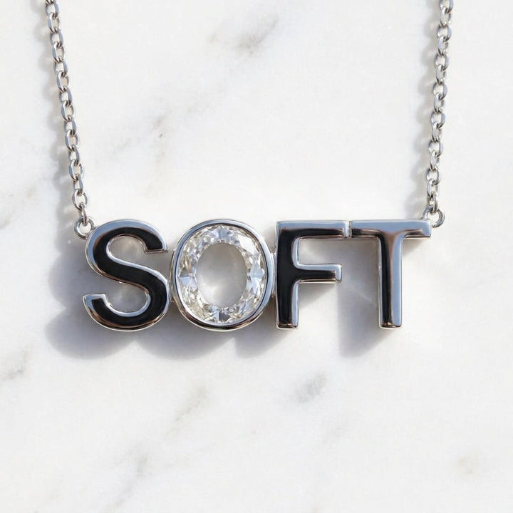 SOFT lab-grown diamond letter necklace in 14K White Gold