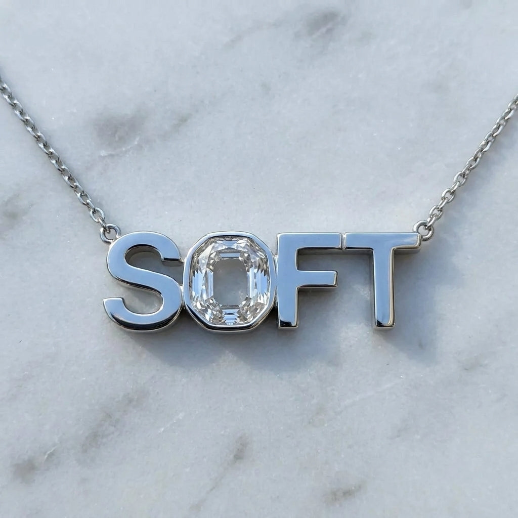 SOFT lab-grown diamond letter necklace in Platinum