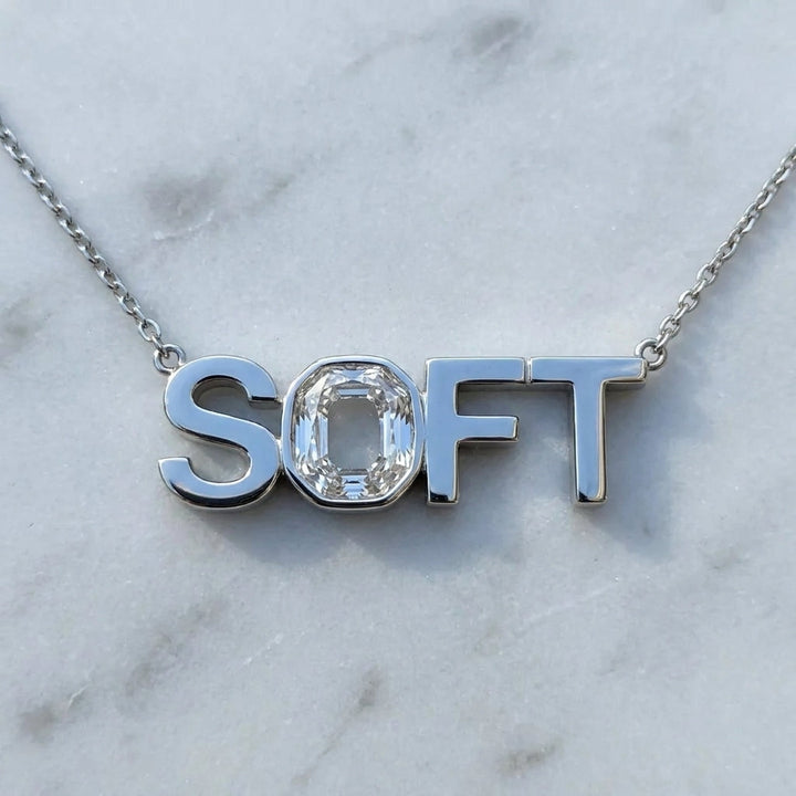 SOFT lab-grown diamond letter necklace in Platinum