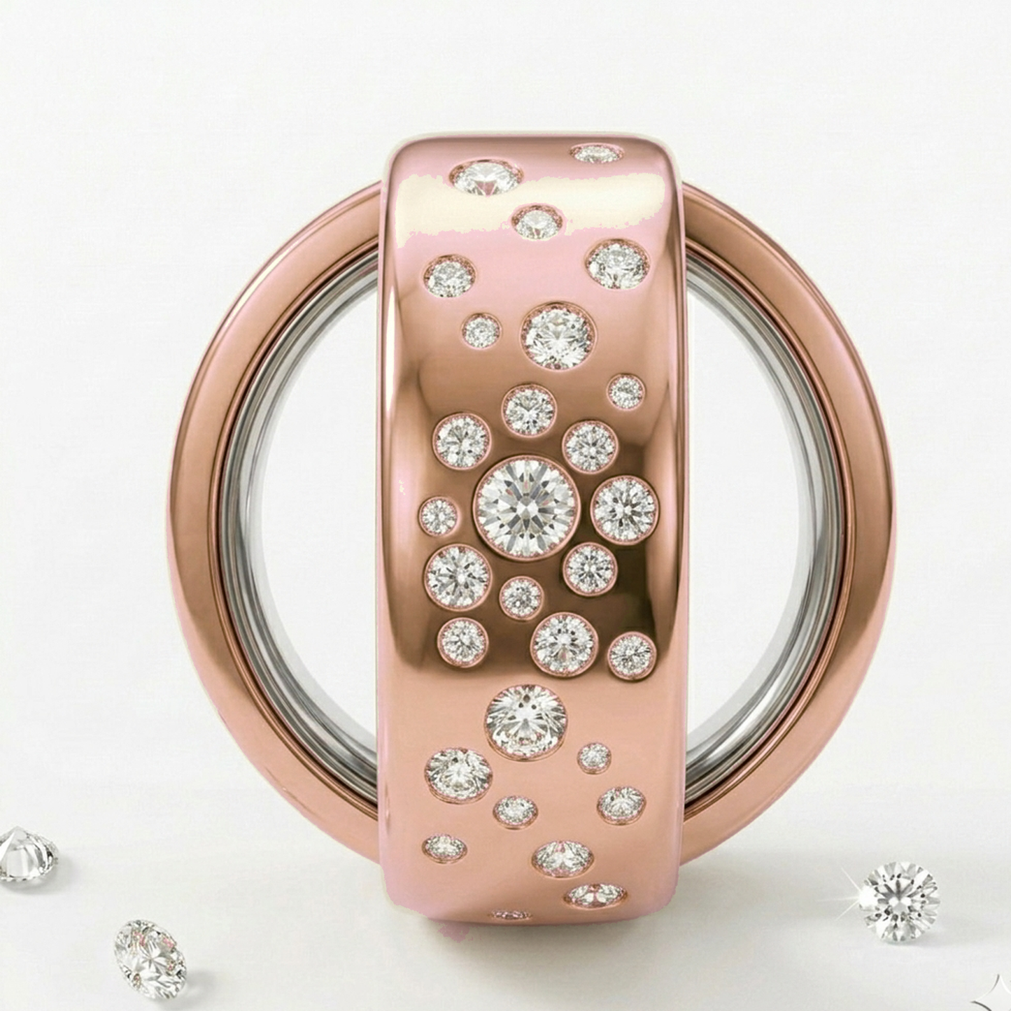 Starburst Diamond Cover for Oura Ring, in 14K Rose Gold – detail view | RockHer