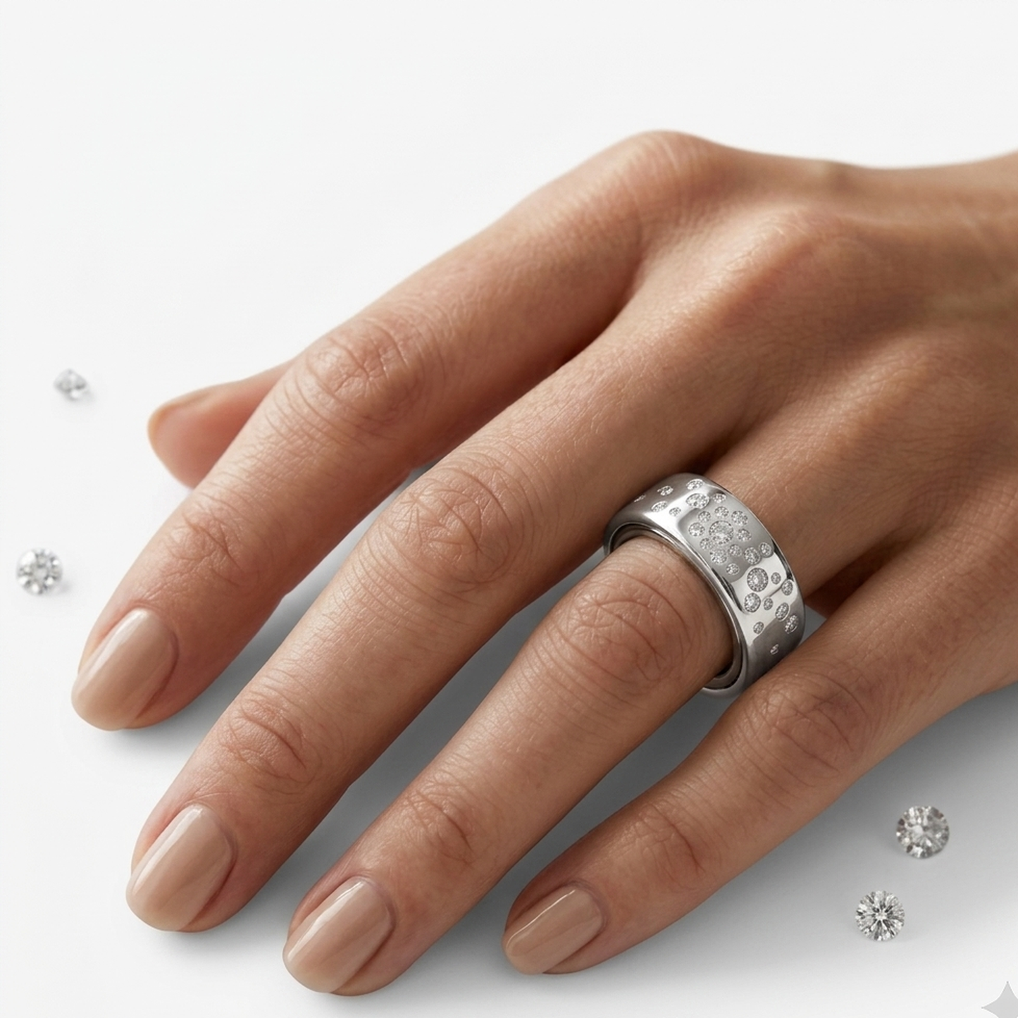 Starburst Diamond Cover for Oura Ring, in 14K White Gold | RockHer